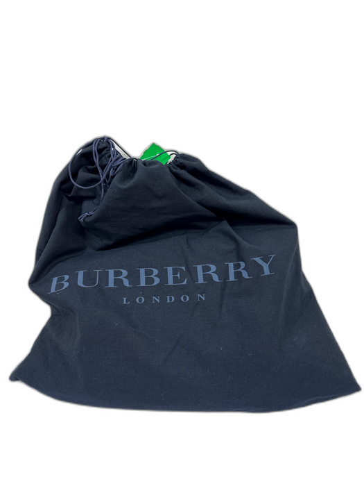 Burberry Black Canvas Leather trim Logo Zipper Closure Hand Bag Black