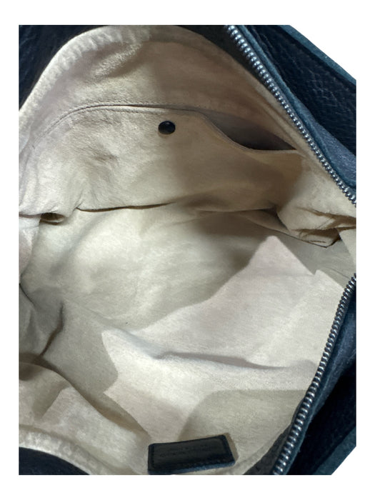 Bottega Veneta Black Leather Wrapped Handle Side Rings Zipper Closure Bag Black