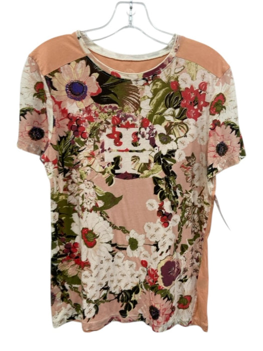 Tory Burch Size M Pink, Green, White Pima Cotton Floral short sleeve Top Pink, Green, White / M