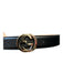 Gucci Black Leather Logo Gold Hardware Interlocking Gs Belts Black / 80-32