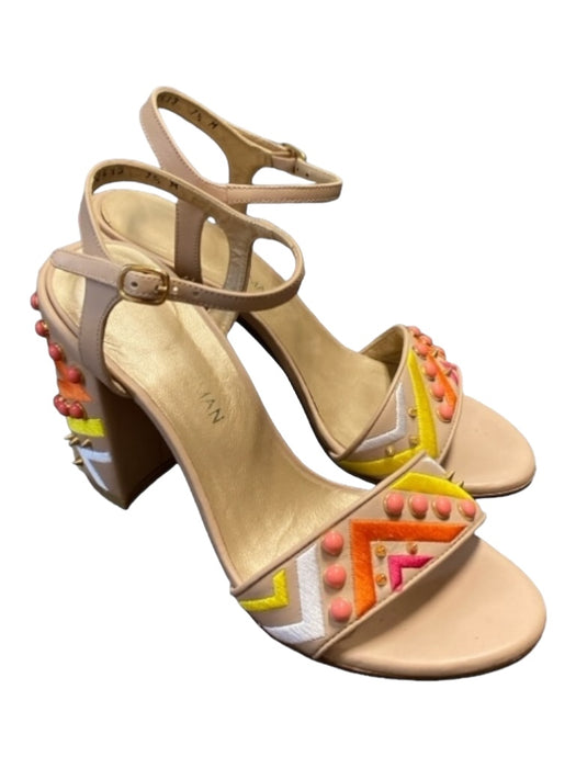 Stuart Weitzman Shoe Size 7.5 Tan, Orange, Yellow Leather Open Toe Shoes Tan, Orange, Yellow / 7.5