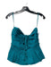 Ulla Johnson Size 8 Teal Green Cotton Strapless Ruched Back Zip Babydoll Top Teal Green / 8