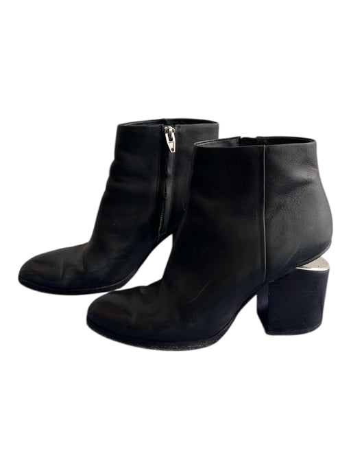 Alexander Wang Shoe Size 38.5 Black Leather Pointed Toe Side Zip Booties Black / 38.5