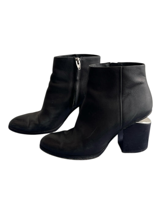 Alexander Wang Shoe Size 38.5 Black Leather Pointed Toe Side Zip Booties Black / 38.5