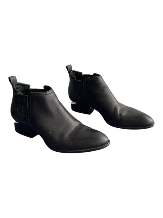 Alexander Wang Shoe Size 38 Black Leather Pointed Toe Stretch Panels Booties Black / 38