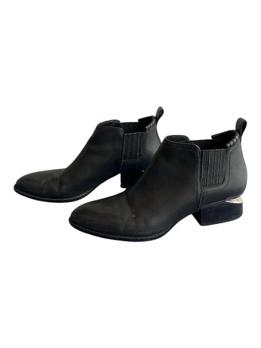 Alexander Wang Shoe Size 38 Black Leather Pointed Toe Stretch Panels Booties Black / 38