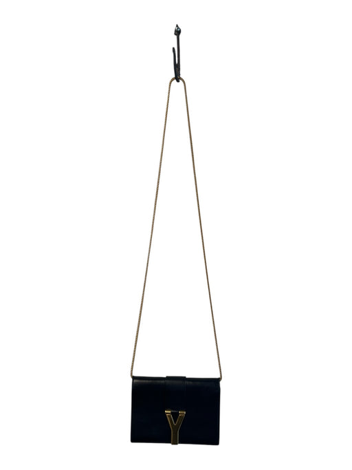 Yves Saint Laurent Black & Gold Calfskin Chain Shoulder & Crossbody Straps Bag Black & Gold / Mini Pouchette