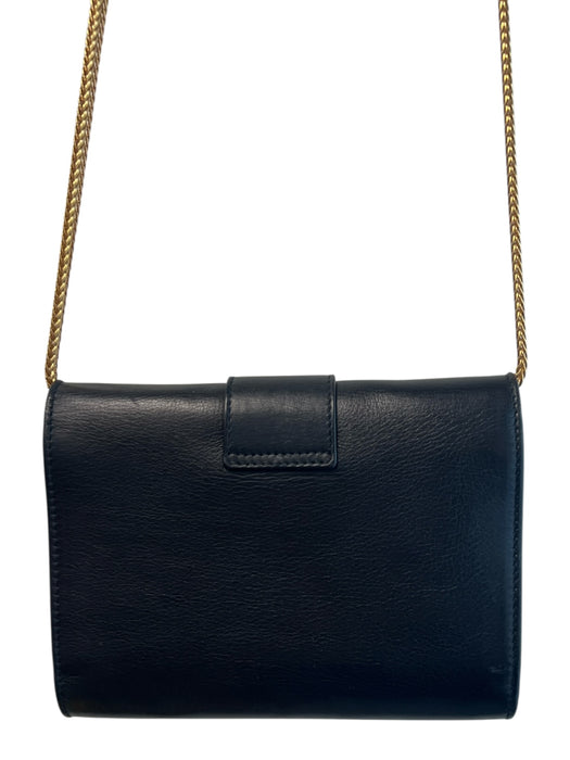 Yves Saint Laurent Black & Gold Calfskin Chain Shoulder & Crossbody Straps Bag Black & Gold / Mini Pouchette
