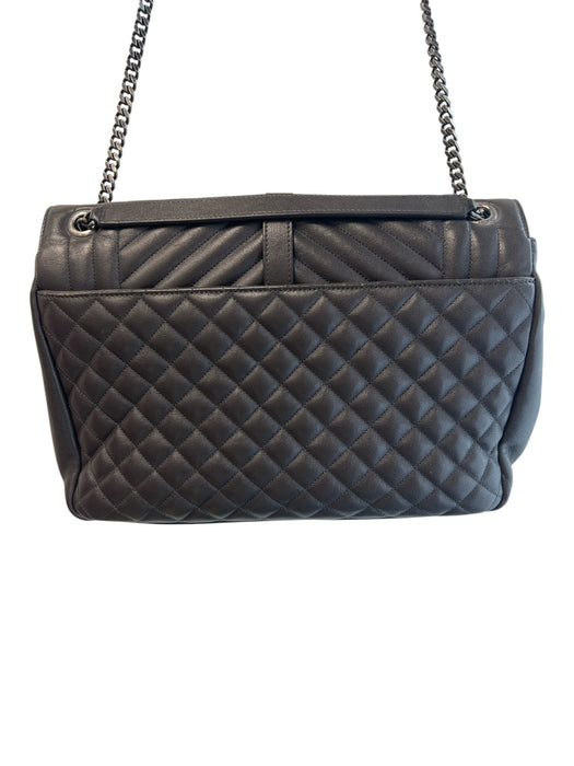 Saint Laurent Gunmetal Leather Silvertone hardware Logo chain link strap Bag Gunmetal / Medium