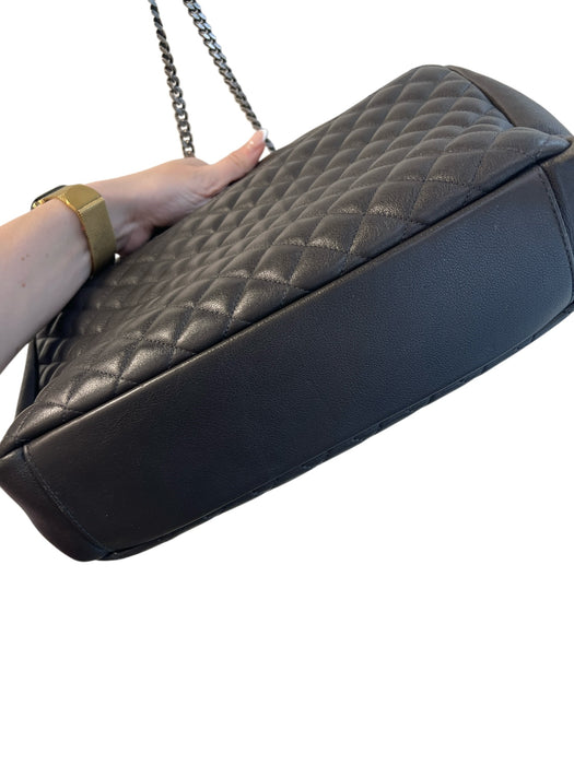 Saint Laurent Gunmetal Leather Silvertone hardware Logo chain link strap Bag Gunmetal / Medium