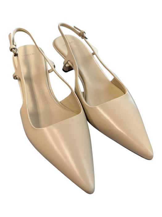 Vince Shoe Size 39 Bone Leather Pointed Toe Slingback Buckle Shoes Bone / 39