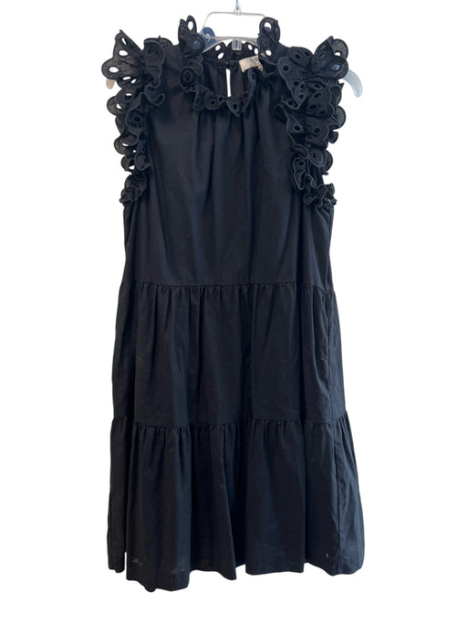Sea New York Size Small Black Linen & Cotton High Neck Ruffle Sleeveless Dress Black / Small