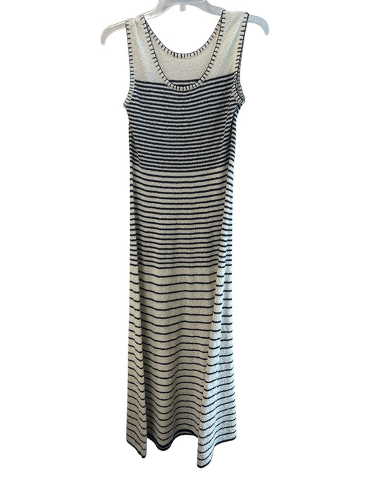 Moon River Size Small White & Navy Polyester Striped Sleeveless Round Neck Dress White & Navy / Small