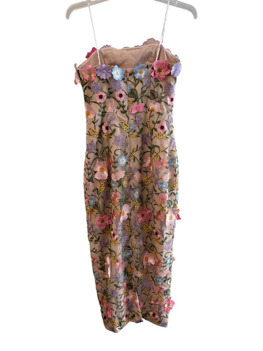 Elliatt Size Small Pink & Multi Back Zip Flower Application Mesh Overlay Gown Pink & Multi / Small