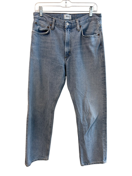 Agolde Size 29 Med Light Wash Cotton Blend Zip Fly High Waist Straight Leg Jeans Med Light Wash / 29
