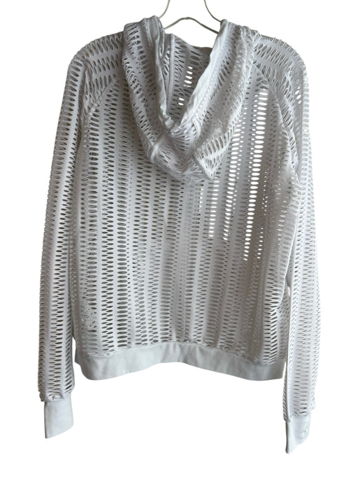 Blanc Noir Size L White Polyester Hood Hole Details Long Sleeve Jacket White / L