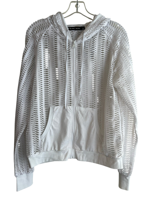 Blanc Noir Size L White Polyester Hood Hole Details Long Sleeve Jacket White / L