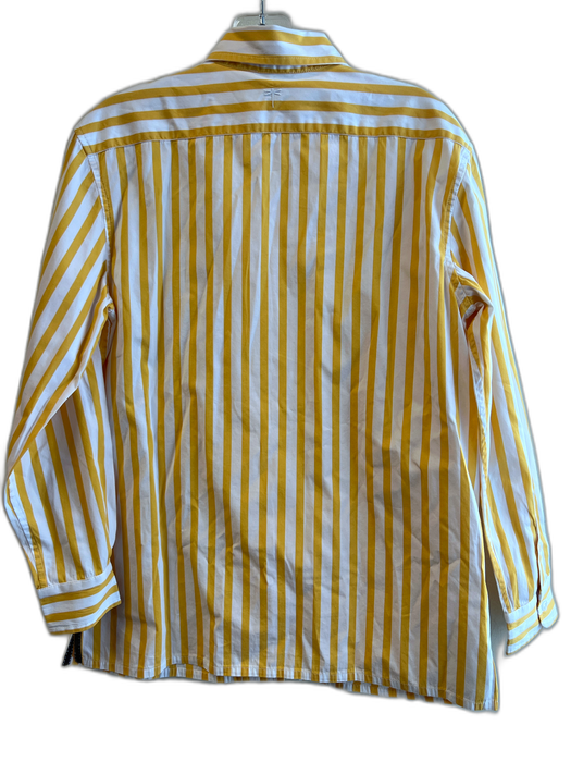 Tyler Boe Size S Yellow & White Cotton Long Sleeve Striped Collar Top Yellow & White / S