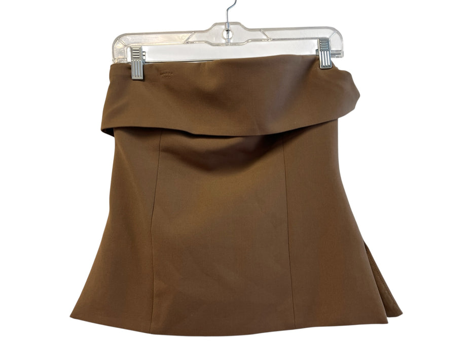 Babaton Size 4 Brown Polyester Blend Strapless Side Slit Back Zip Top Brown / 4