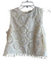 Aqua Size M White Polyester Lace Overlay Sleeveless Tassel Detail Floral Top White / M