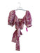 Maeve Size Small Pink & White Cotton Blend Off Shoulder Abstract Floral Wrap Top Pink & White / Small