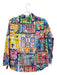 Vilagallo Size 44 Blue, Yellow & Multi Cotton Blend All Over Print Collared Top Blue, Yellow & Multi / 44