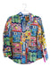 Vilagallo Size 44 Blue, Yellow & Multi Cotton Blend All Over Print Collared Top Blue, Yellow & Multi / 44