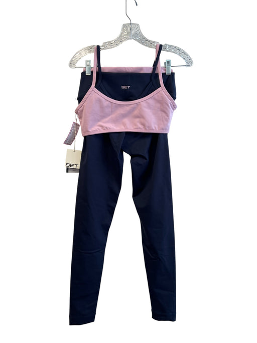 Set Size Medium Navy & Pink Polyester Blend Ankle Length 2 Piece Athletic Set Navy & Pink / Medium