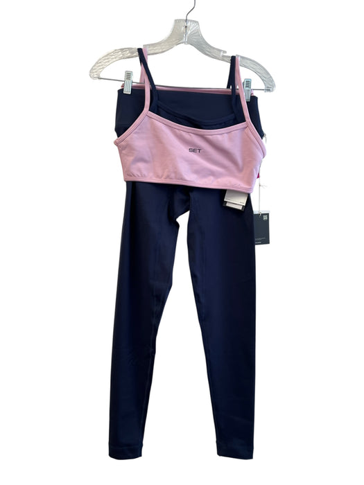 Set Size Medium Navy & Pink Polyester Blend Ankle Length 2 Piece Athletic Set Navy & Pink / Medium