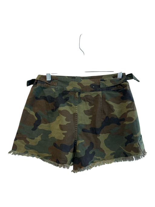 Alice + Olivia Size 28 Green & Brown Cotton Blend Front Pocket Frayed Hem Shorts Green & Brown / 28