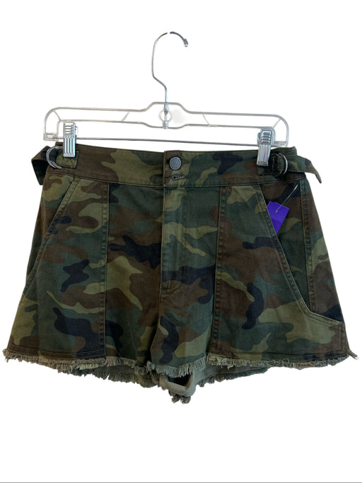 Alice + Olivia Size 28 Green & Brown Cotton Blend Front Pocket Frayed Hem Shorts Green & Brown / 28
