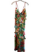 Ramy Brook Size 8 Multi & Gold Viscose & Metallic V Neck Spaghetti Strap Dress Multi & Gold / 8