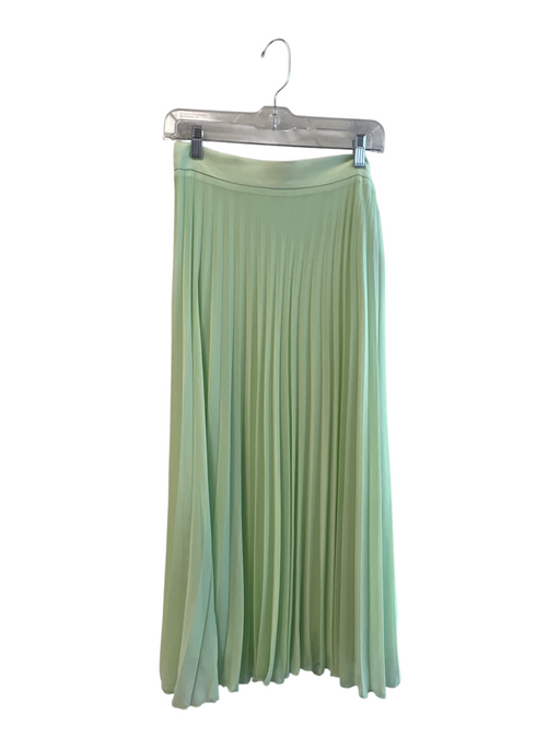 Zara Size Medium Light Green Polyester Pleated Maxi Mid Rise Side Zip Skirt Light Green / Medium