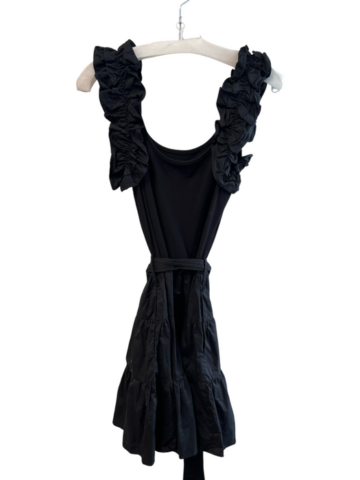 Karina Grimaldi Size Small Black Cotton Scoop Neck Sleeveless Ruffle Trim Dress Black / Small