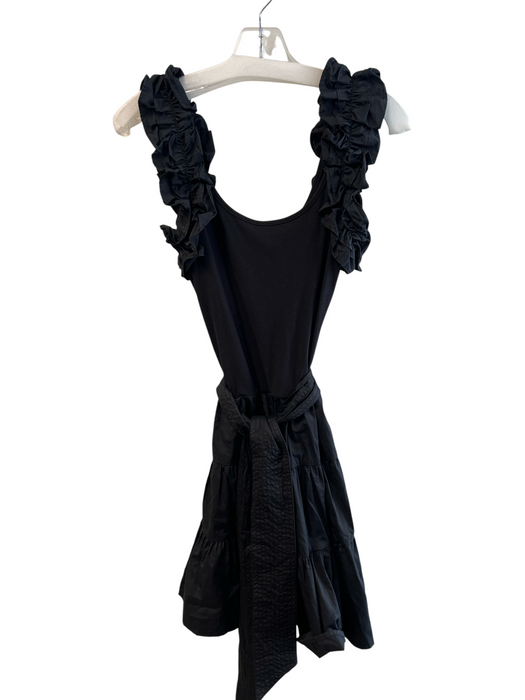 Karina Grimaldi Size Small Black Cotton Scoop Neck Sleeveless Ruffle Trim Dress Black / Small