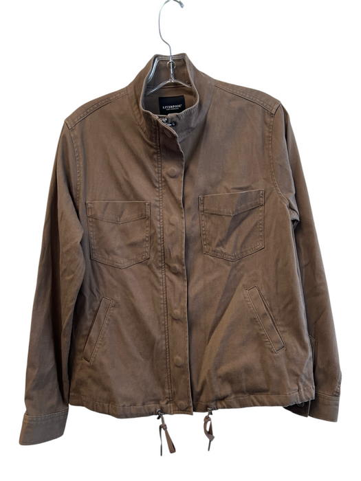 Liverpool Size Small Brown Lyocell blend Front Zip & Snap Collared Jacket Brown / Small