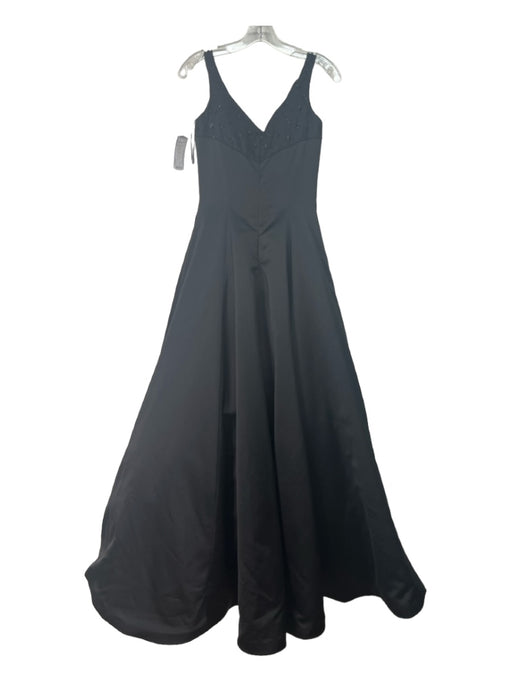 Robert Legere Size 8 Black Satin Sleeveless Beaded Gown Dress Black / 8