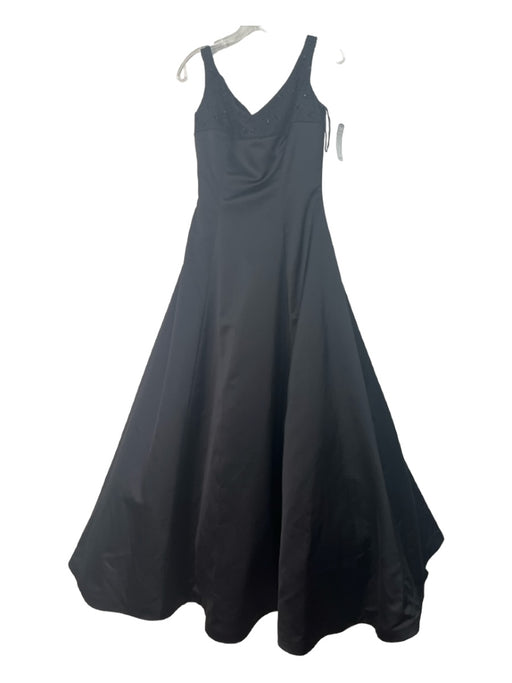 Robert Legere Size 8 Black Satin Sleeveless Beaded Gown Dress Black / 8