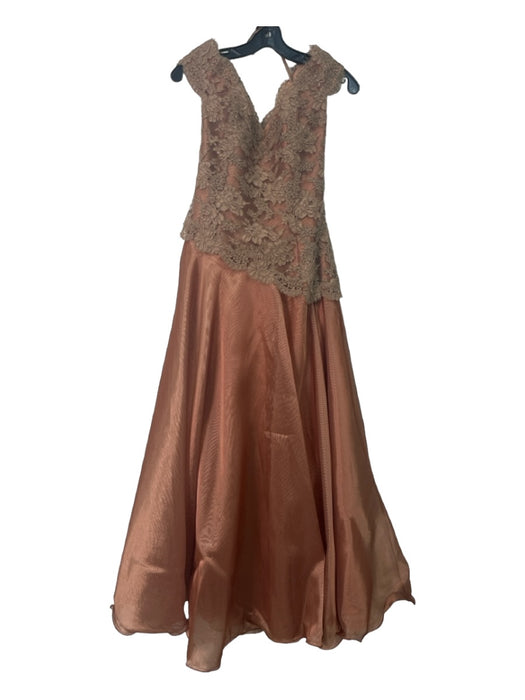 Rose Taft Size 8 Beige & Champagne Chiffon Lace Overlay Sweetheart Gown Dress Beige & Champagne / 8