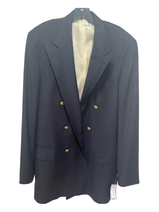H Stockton Navy Wool Solid Double Breasted Men's Blazer Est 43