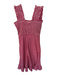 Ganni Size 38 Magenta & White Short Sleeve Gingham Smocked Midi Dress Magenta & White / 38