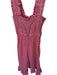 Ganni Size 38 Magenta & White Short Sleeve Gingham Smocked Midi Dress Magenta & White / 38
