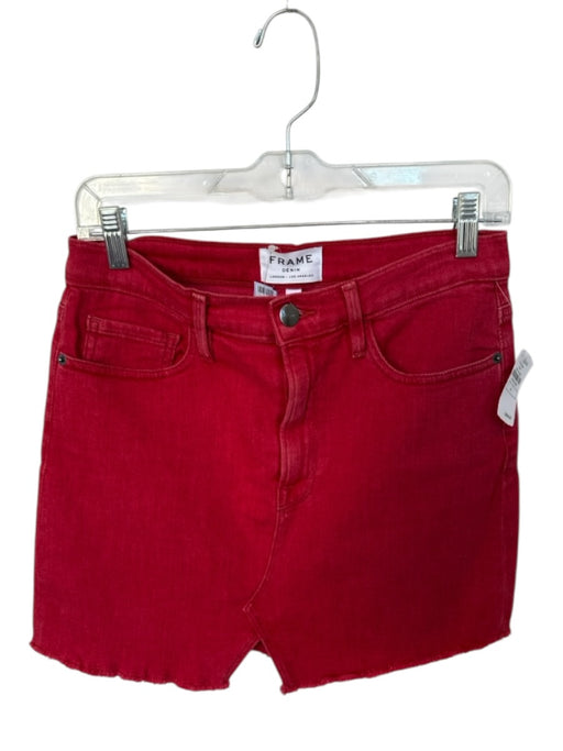 Frame Size 28 Red Cotton Blend Cut off Denim Skirt Red / 28