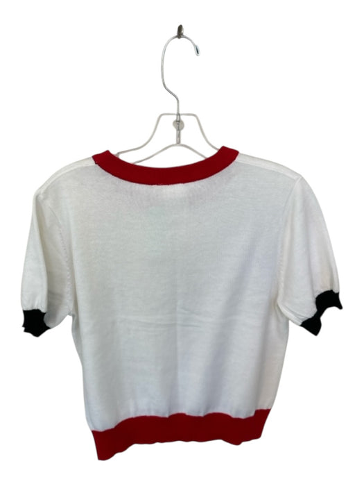Queen of Sparkles Size XS White & Red Cotton & Acrylic Short Sleeve UGA Top White & Red / XS