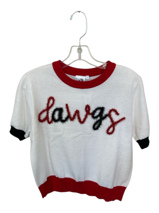 Queen of Sparkles Size XS White & Red Cotton & Acrylic Short Sleeve UGA Top White & Red / XS