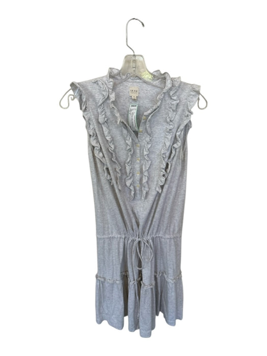 La Vie Size S Light Gray Cotton Sleeveless Heathered Ruffles Dress Light Gray / S