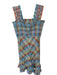 Ganni Size Est S Blue & Orange Smocked Checkered Maxi Dress Blue & Orange / Est S