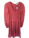 Sea New York Size 4 Salmon Linen Long Balloon Sleeve smocked V Neck Dress Salmon / 4