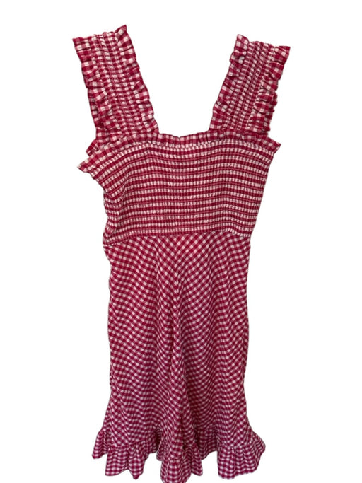 Ganni Size 38 Magenta & White Recycled Polyester Blend Sleeveless Gingham Dress Magenta & White / 38