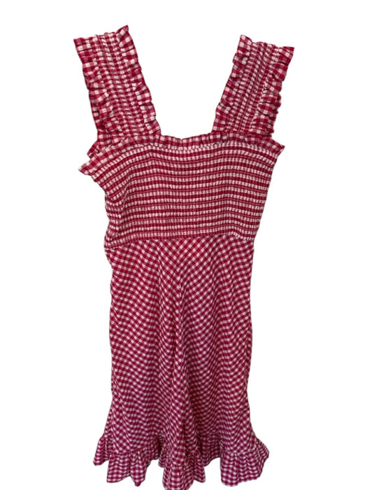 Ganni Size 38 Magenta & White Recycled Polyester Blend Sleeveless Gingham Dress Magenta & White / 38